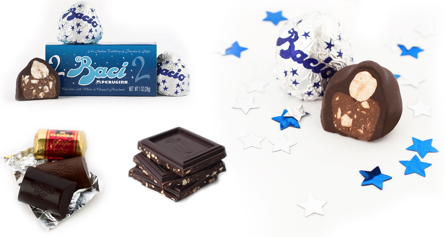 Arrangement of Baci chocolate products