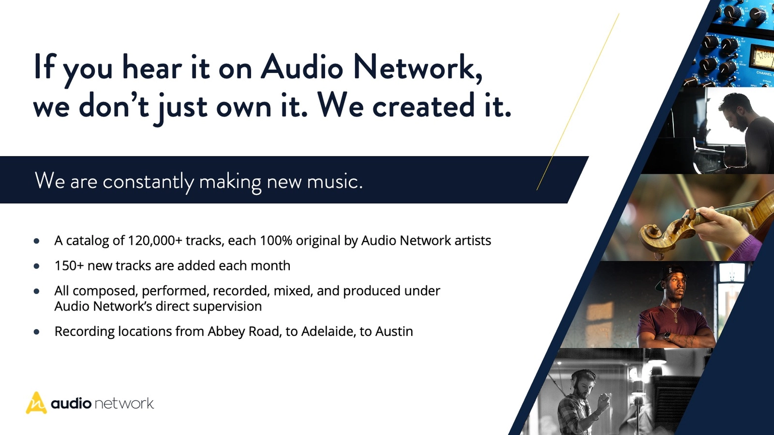 Audo Network powerpoint slide design.