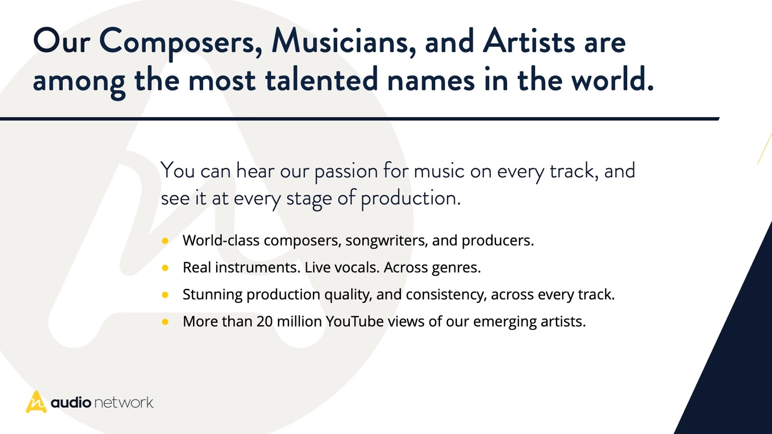 Audo Network powerpoint slide design.