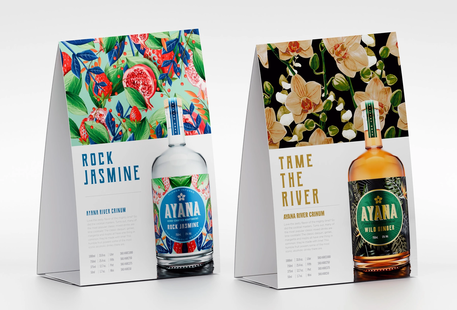 Rendering of Ayana table tent designs.