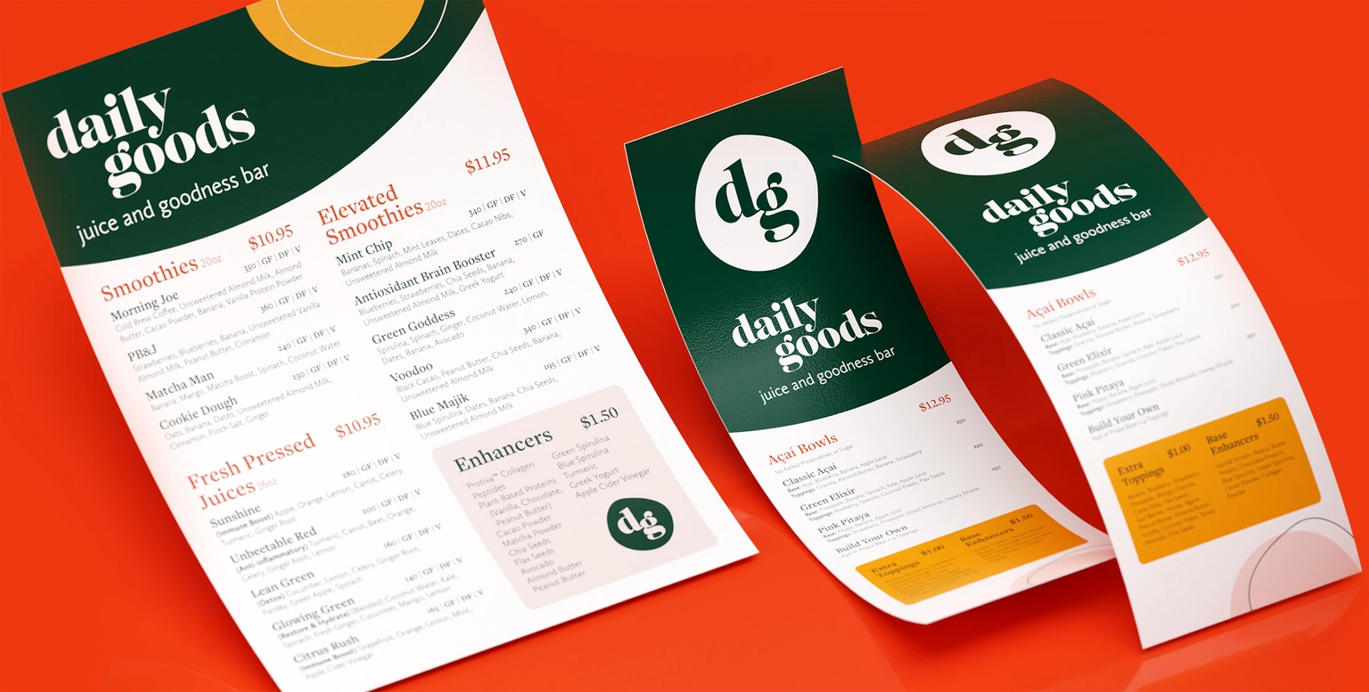 Rendring of Daily Goods menu design.
