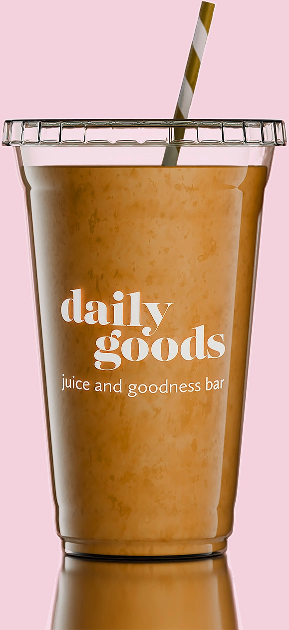 Rendering of Daily Goods smoothie cup.