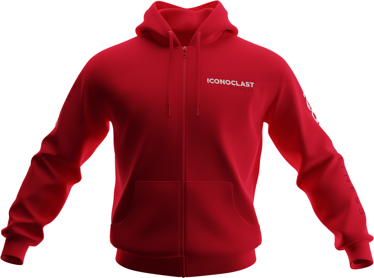 Mockup of Iconoclast red sweater design.