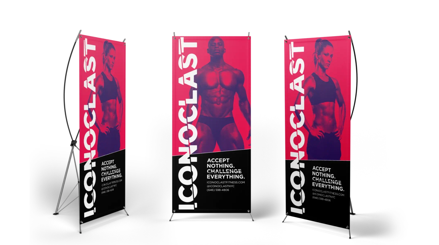 Rendering of gym pull up banner designs.