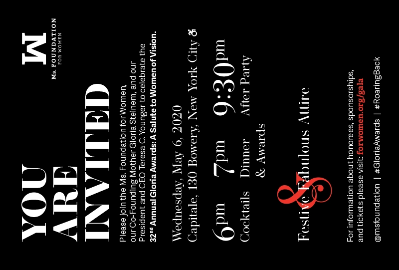 Ms. Foundation direct mail post card invitation design