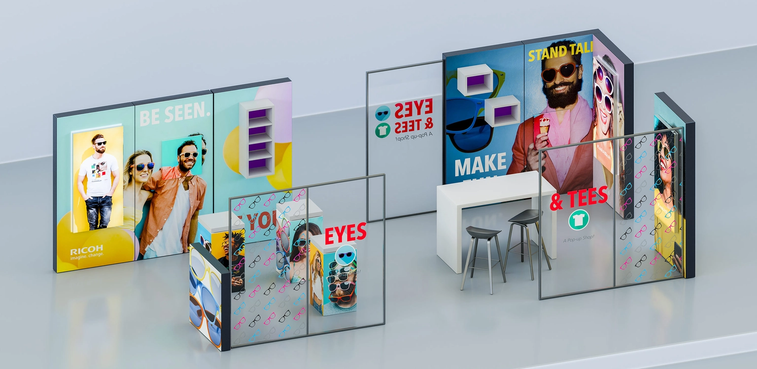 Rendering of booth design and concept.