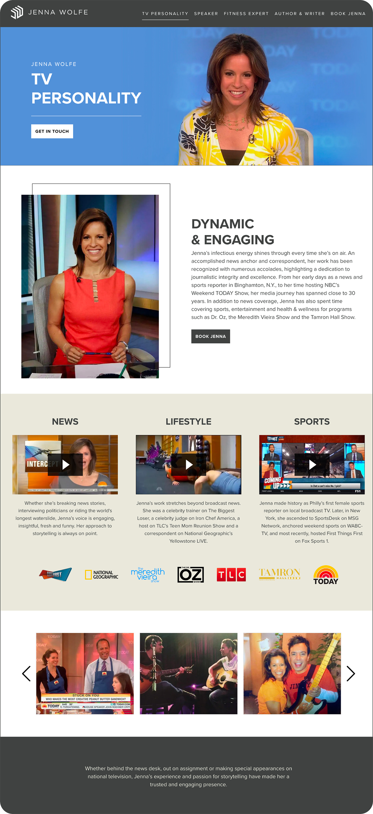 Jenna Wolfe TV personality web page design