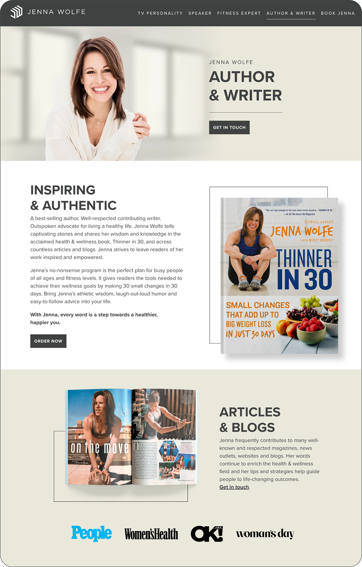 Jenna Wolfe author and writer web page design