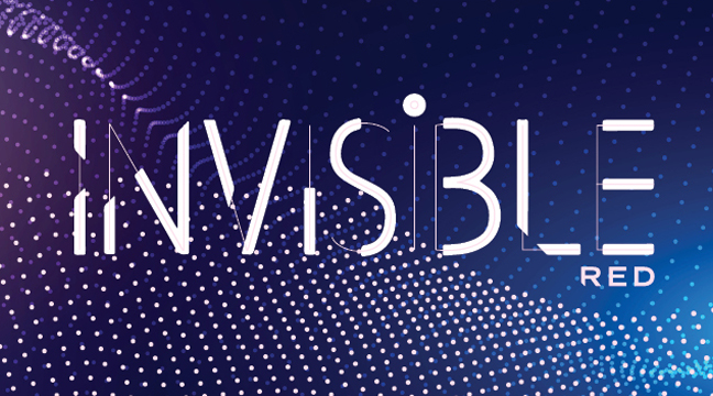 An abstract pattern with the words Invisible Red.